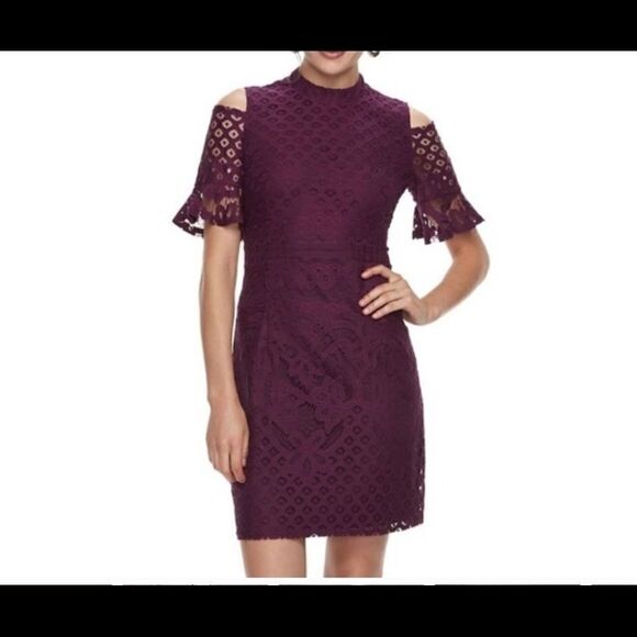 Sharagano High Crew Neck Cold Shoulder Dress size 4 - Picture 1 of 4